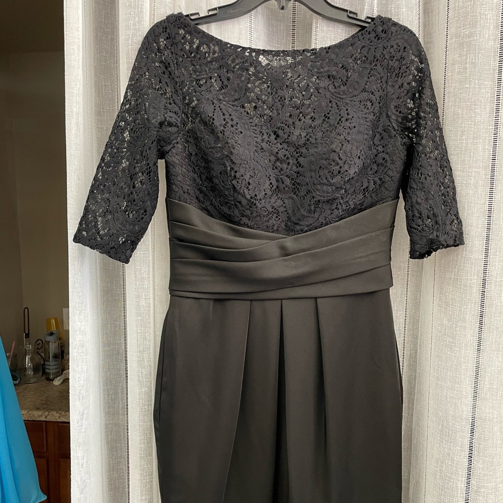 Black short formal dress by Milano Size 10 lace top